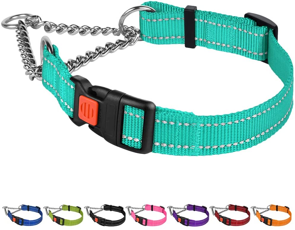 reflective martingale dog collar-reflective martingale collar-reflective martingale dog collars-martingale collar with quick-release buckle-side release dog collar