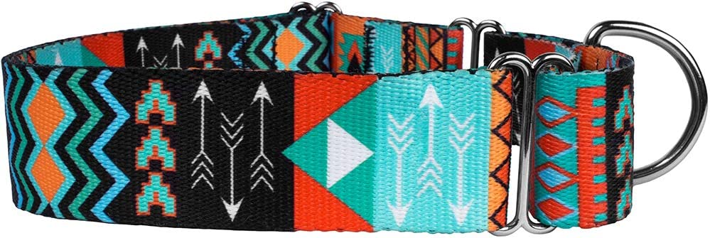 Martingale Dog Collar Nylon Safety Training Tribal Pattern Adjustable Heavy Duty Collars for Dogs Medium Large