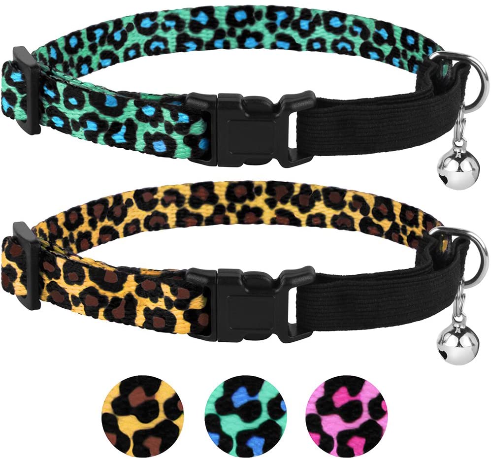 leopard print cat collar-cheetah print cat collar-how to open breakaway cat collar