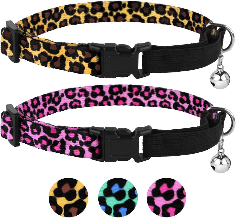 Leather Cat Collar Safety Kitten Collar Elastic Strap Bell – CollarDirect