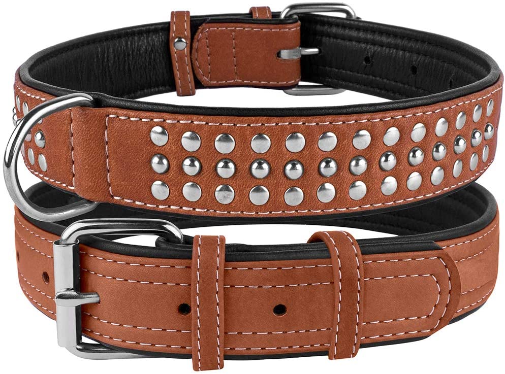 leather padded dog collar-padded leather dog collar-soft touch collars luxury real leather padded dog collar-padded leather dog collar with nameplate-logical leather padded dog collar