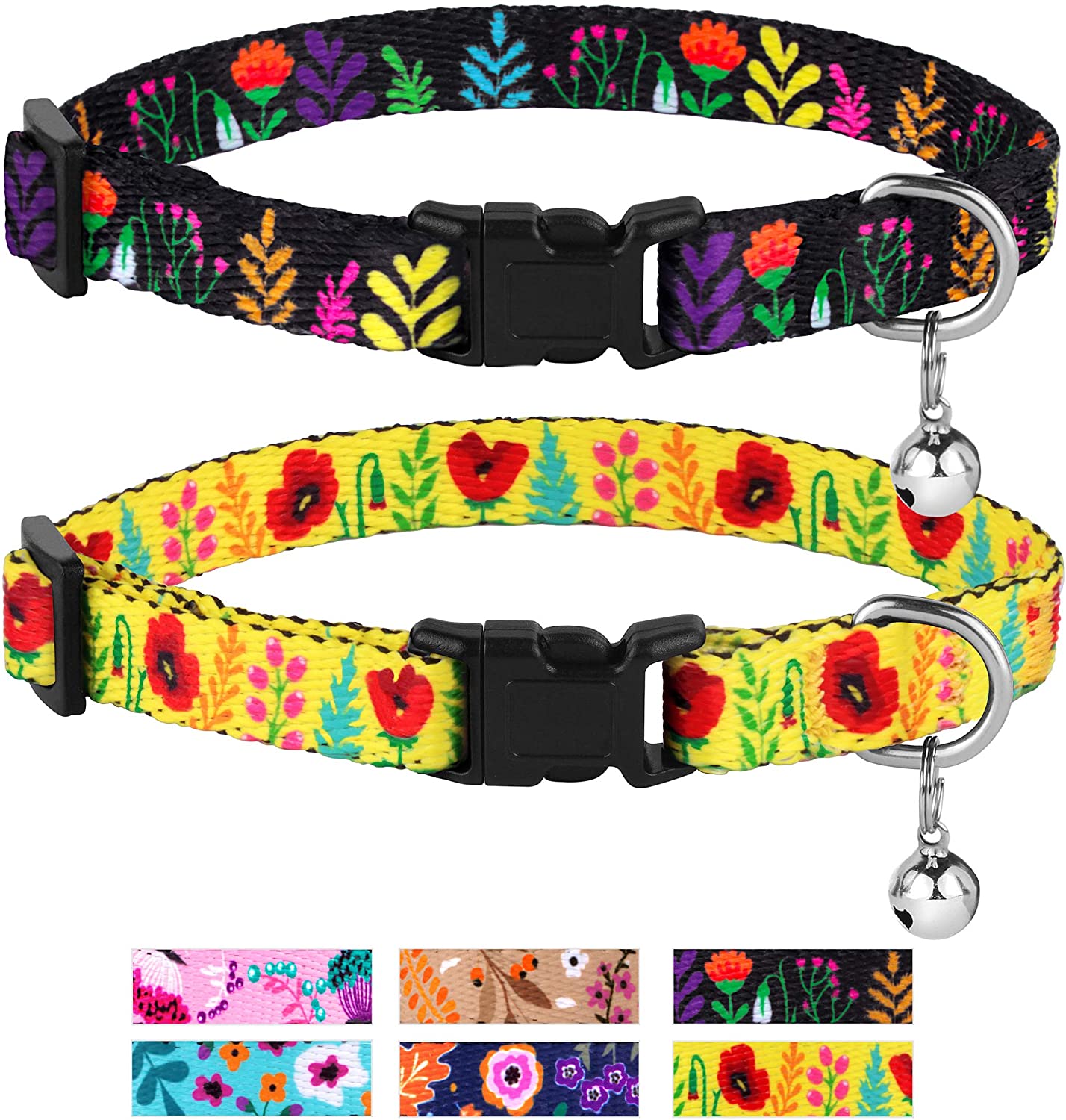 Adjustable Soft Dog Collar, Cute Flower Patterns Dog Collar For