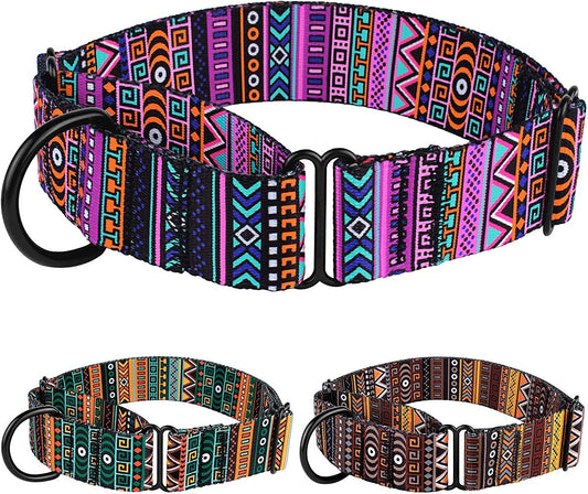 Martingale Collars for Dogs Heavy Duty Tribal Pattern Adjustable Soft Safety Training Nylon Wide Pet Collar