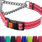 CollarDirect Martingale Dog Collar with Stainless Steel Chain and Quick Release Buckle - Reflective Collar for Large, Medium, Small Dogs - Pink, Large (Neck Size 17"-22")