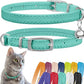CollarDirect Leather Cat Collar with Bell - Kitten Collar, Small and Big Cat Collar for Boy Cats, Girl Cats with Safety Elastic Strap (Neck Fit 8"-11", Mint Green)