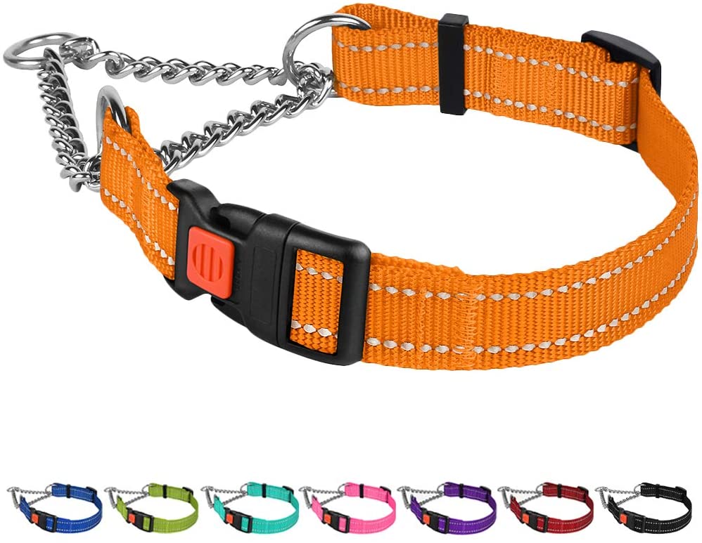 reflective martingale dog collar-reflective martingale collar-reflective martingale dog collars-martingale collar with quick-release buckle-side release dog collar