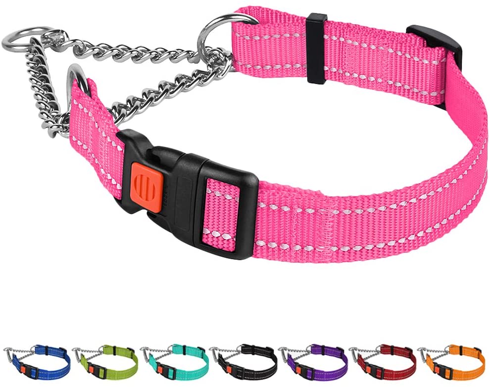 reflective martingale dog collar-reflective martingale collar-reflective martingale dog collars-martingale collar with quick-release buckle-side release dog collar