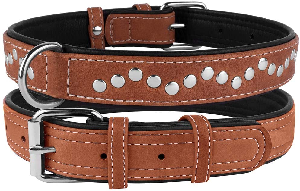 leather padded dog collar-padded leather dog collar-soft touch collars luxury real leather padded dog collar-padded leather dog collar with nameplate-logical leather padded dog collar