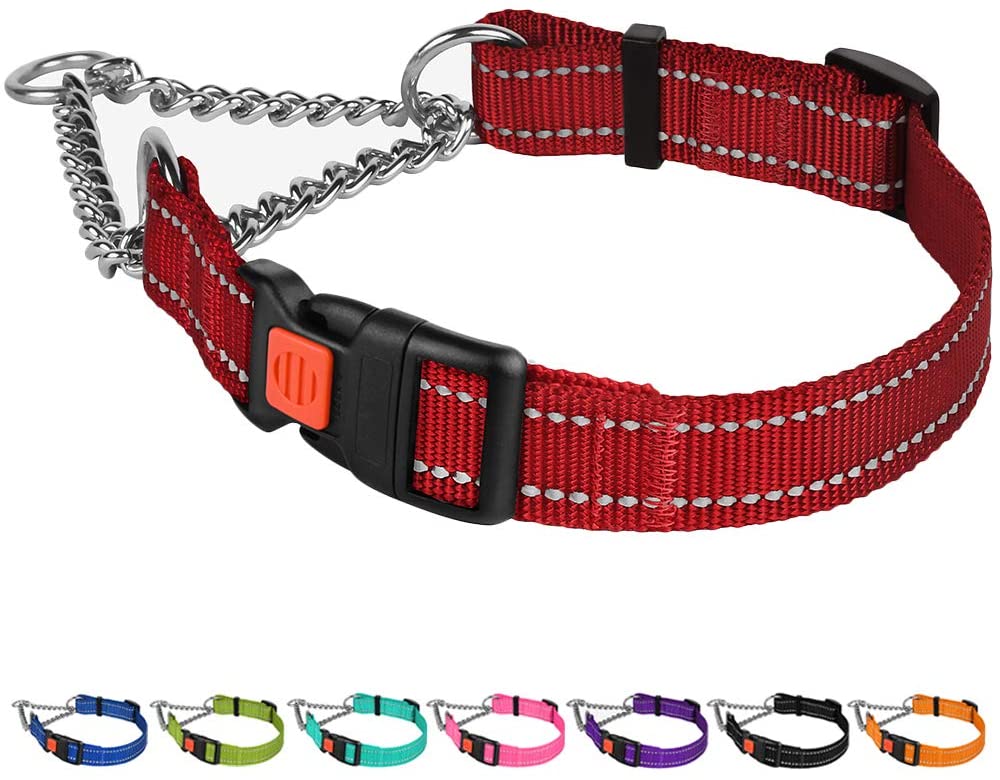 reflective martingale dog collar-reflective martingale collar-reflective martingale dog collars-martingale collar with quick-release buckle-side release dog collar