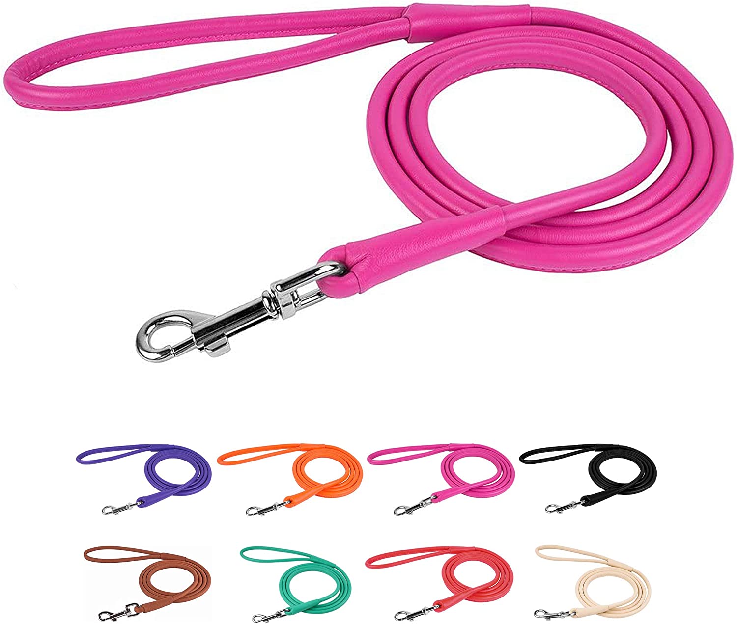 Rolled Padded Leather Dog Leash 6ft – CollarDirect