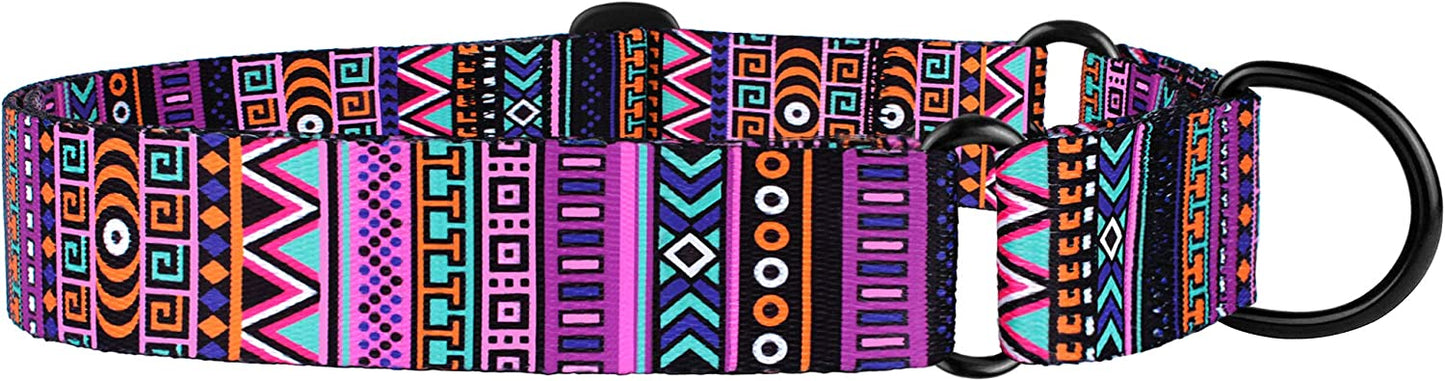 Martingale Collars for Dogs Heavy Duty Tribal Pattern Adjustable Soft Safety Training Nylon Wide Pet Collar