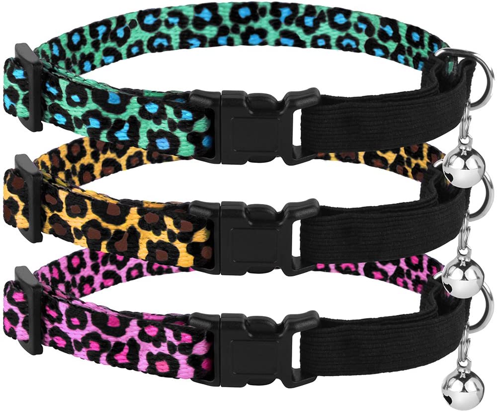 leopard print cat collar-cheetah print cat collar-how to open breakaway cat collar