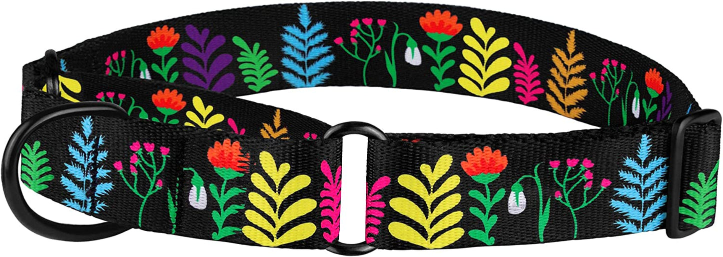 Martingale Collars for Dogs Heavy Duty Floral Pattern Female Safety Nylon Training Wide Collar Flower Design