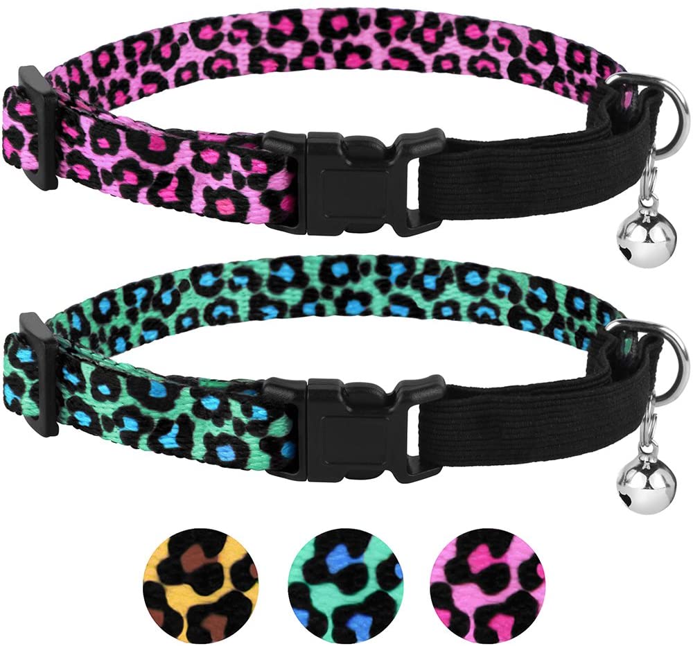 leopard print cat collar-cheetah print cat collar-how to open breakaway cat collar