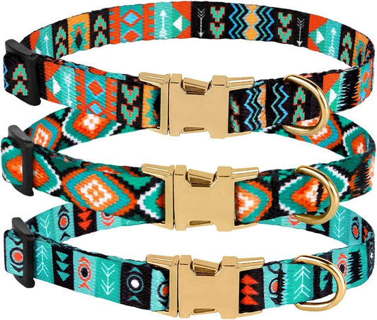 Nylon Dog Collar Buckle Tribal Pattern Metal Buckle