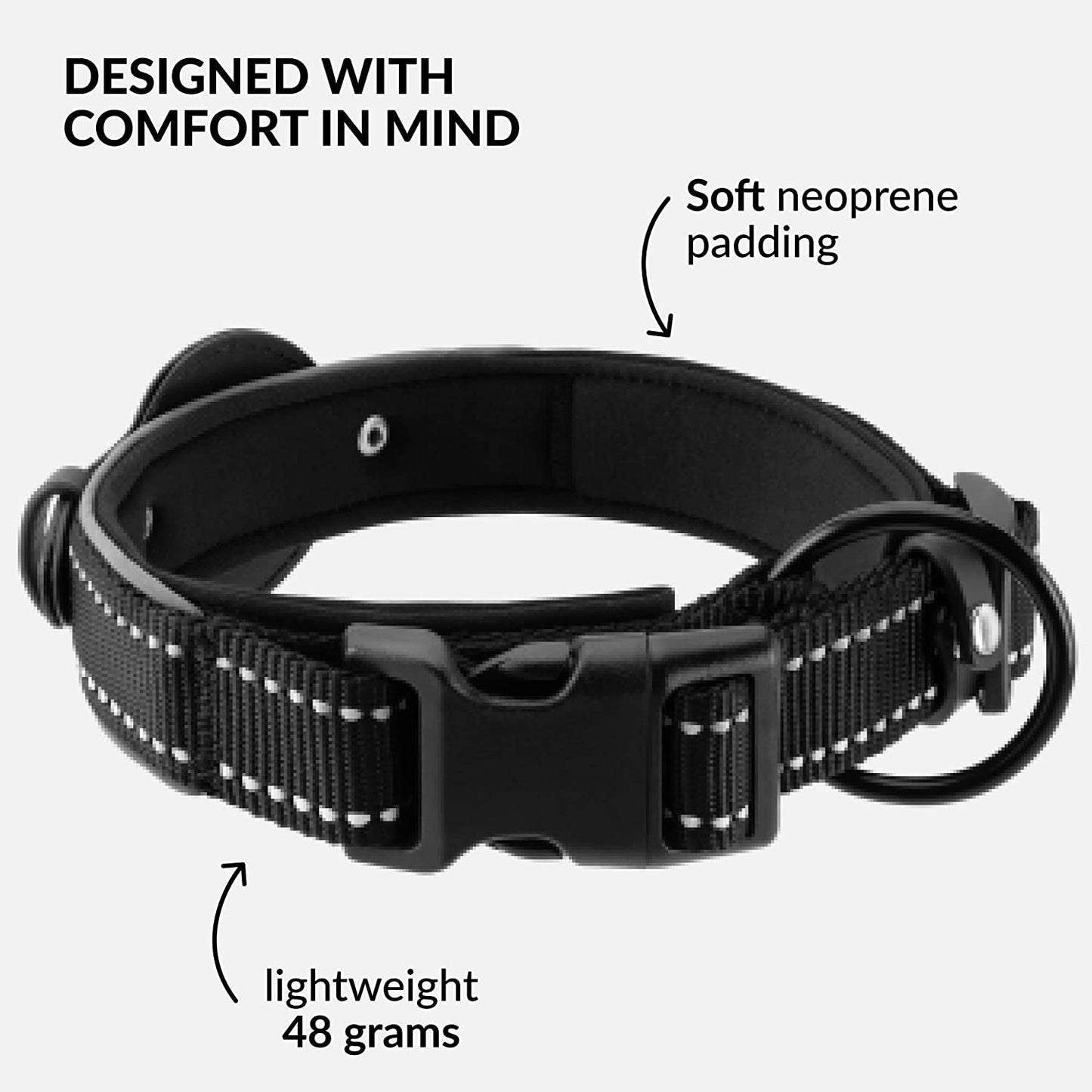 Airtag Dog Collar, CollarDirect, Reflective Dog Collar for Apple Air Tag for Large, Medium, and Small Dogs