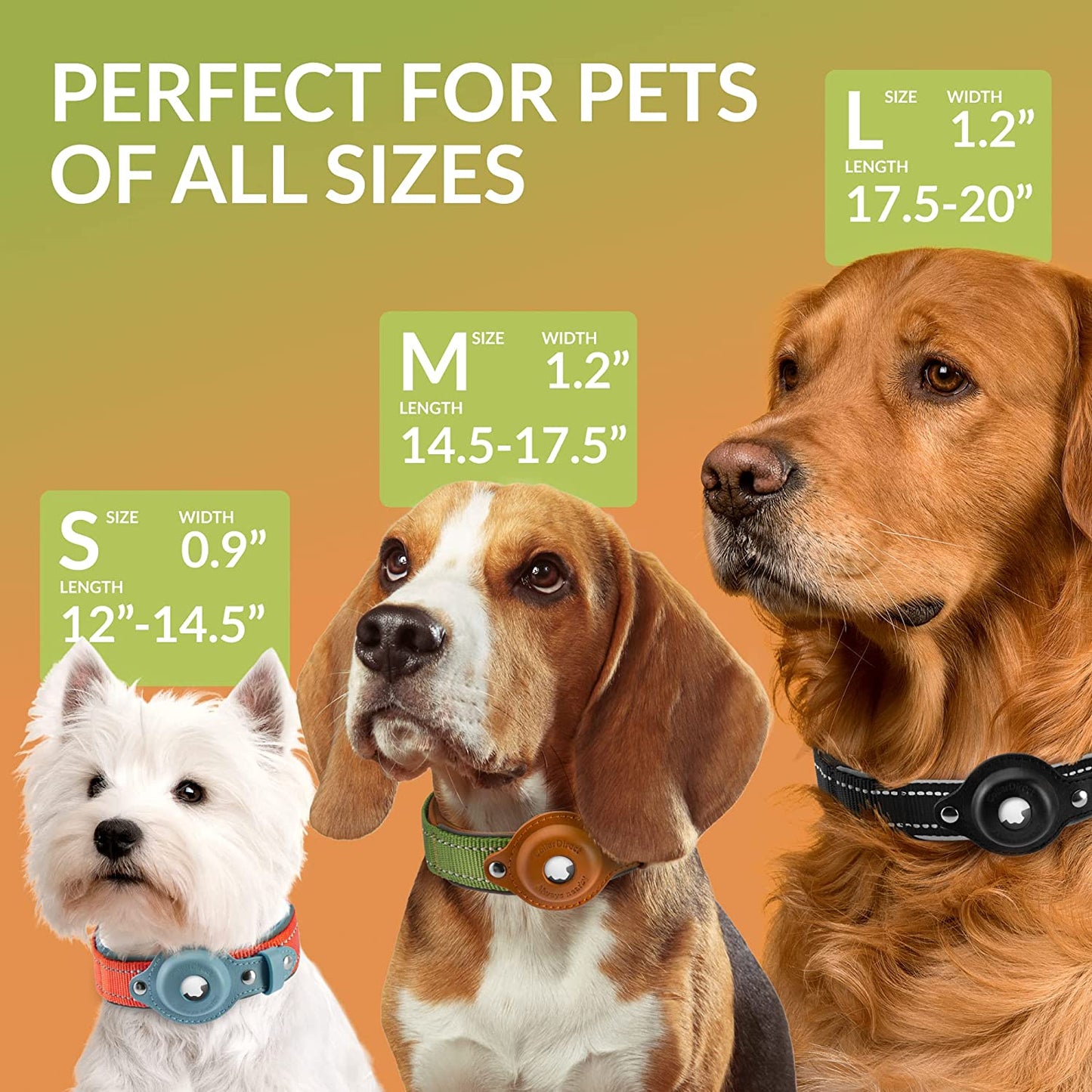 Airtag Dog Collar, CollarDirect, Reflective Dog Collar for Apple Air Tag for Large, Medium, and Small Dogs