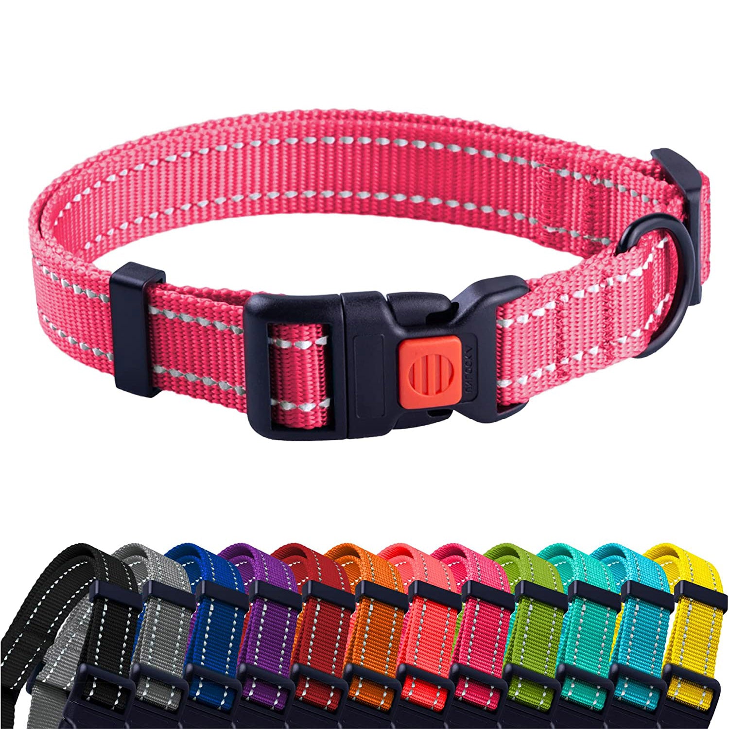 Nylon Reflective Dog Collar Adjustable Collar Side Release Buckle Safety Dog Collar Small Medium Large CollarDirect