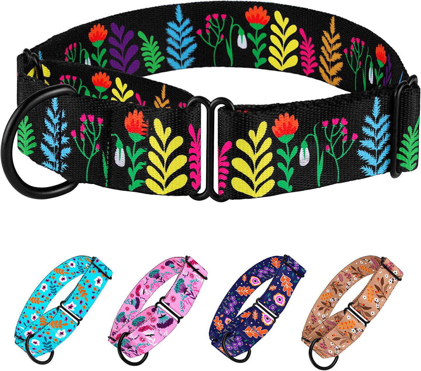 Martingale Collars for Dogs Heavy Duty Floral Pattern Female Safety Nylon Training Wide Collar Flower Design