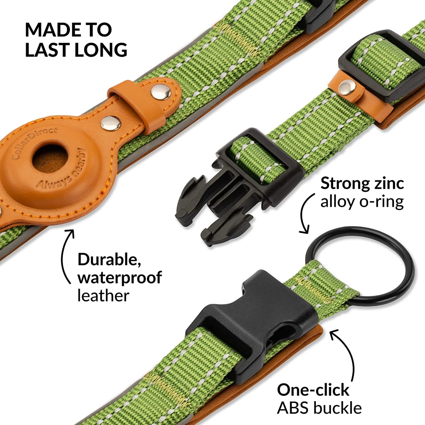 Airtag Dog Collar, CollarDirect, Reflective Dog Collar for Apple Air Tag for Large, Medium, and Small Dogs