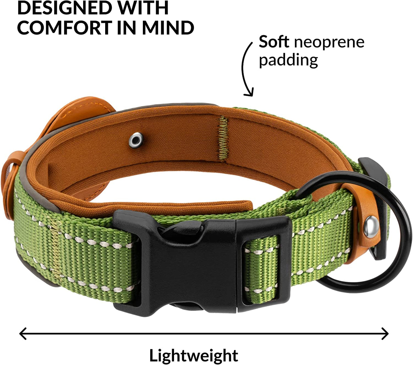 Airtag Dog Collar, CollarDirect, Reflective Dog Collar for Apple Air Tag for Large, Medium, and Small Dogs