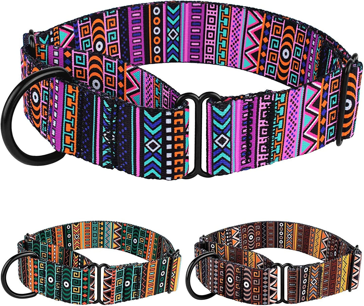 Martingale Collars for Dogs Heavy Duty Tribal Pattern Adjustable Soft Safety Training Nylon Wide Pet Collar