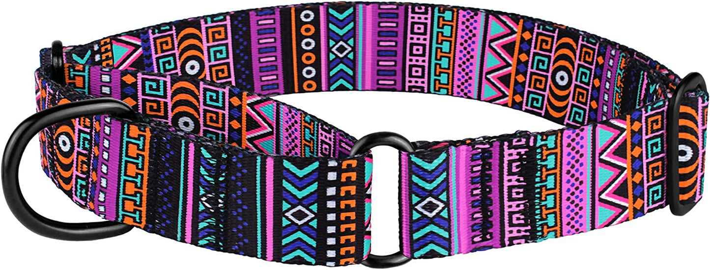 Martingale Collars for Dogs Heavy Duty Tribal Pattern Adjustable Soft Safety Training Nylon Wide Pet Collar