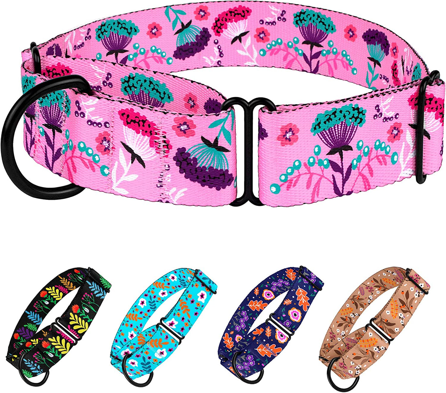 Martingale Collars for Dogs Heavy Duty Floral Pattern Female Safety Nylon Training Wide Collar Flower Design